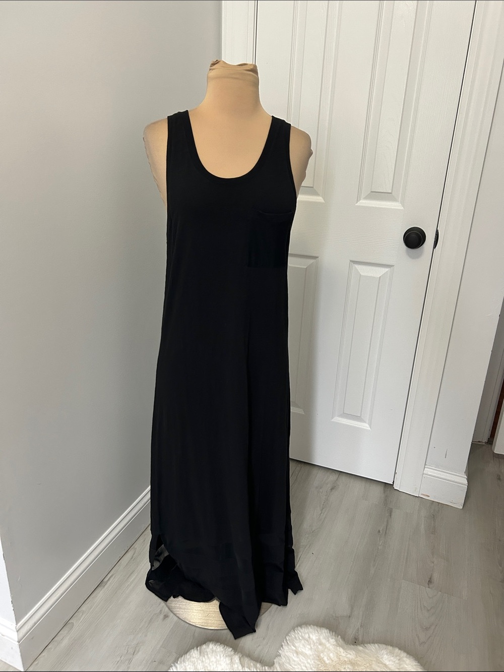 Lisa Todd Black Burnout Mesh Hem Tank Maxi Dress